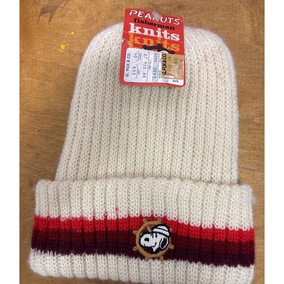 Vintage Deadstock G. Fox Peanuts‎ Snoopy Fisherman Knits Beanie - One Size - Picture 1 of 7